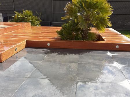 Terrasse bois et dallage grès cérame Terrasse bois et dallage grès cérame