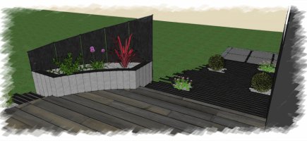 Vue 3D jardinière de schiste et terrasse (Grand-Champ) Vue 3D jardinière de schiste et terrasse (Grand-Champ)