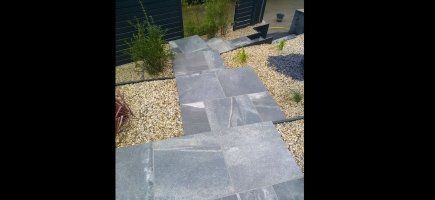 Paliers en grès cérame pour accès terrasse